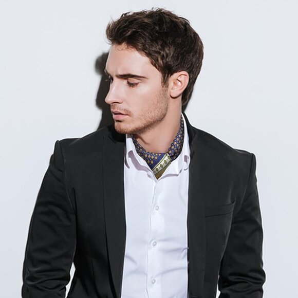 Vintage Silk Feel Square Scarf for Men Satin Bandana Tiny Medallion Print Necker - Picture 5 of 7